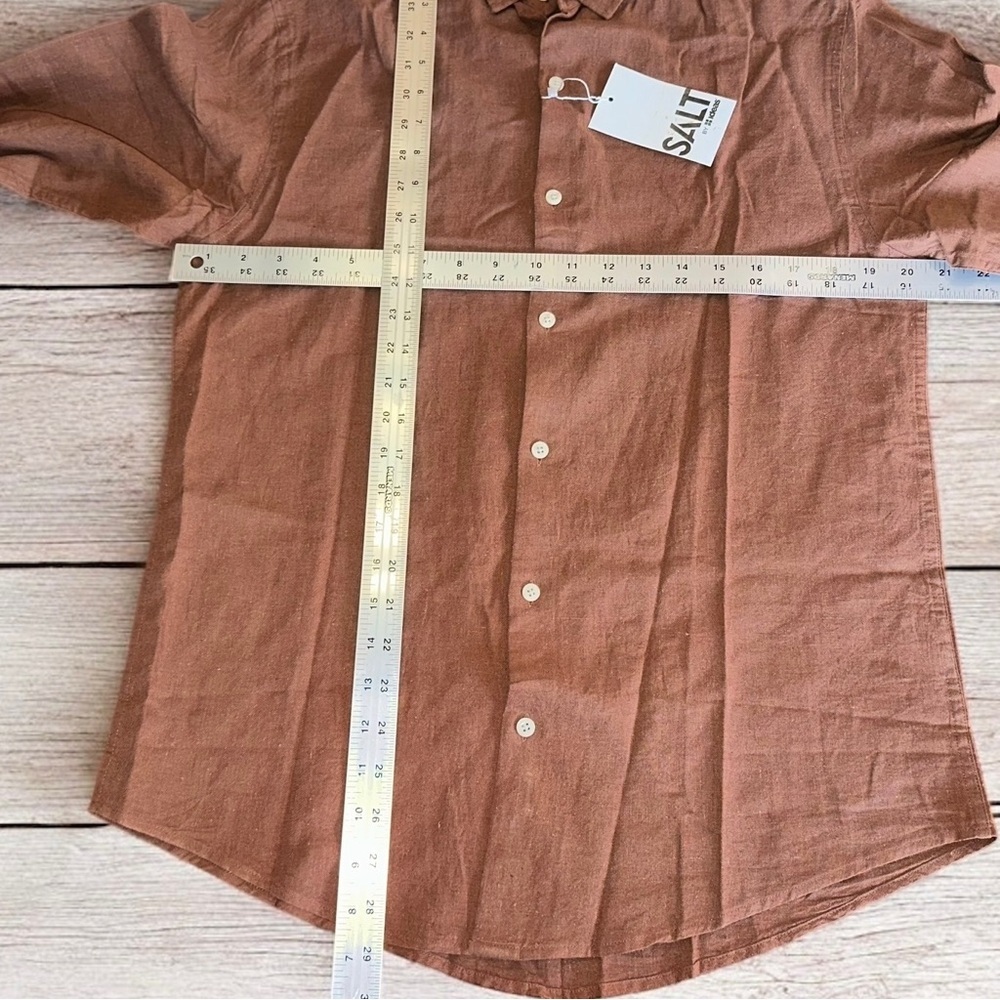 SALT Men’s Brown Linen Cotton Blend Long Sleeve Button Down Shirt Size M ~ NWT - Picture 6 of 7